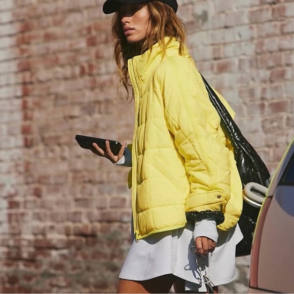 FP Movement by Free People Yellow Quilted Puffer Jacket, Size Large NWOT - Picture 3 of 16